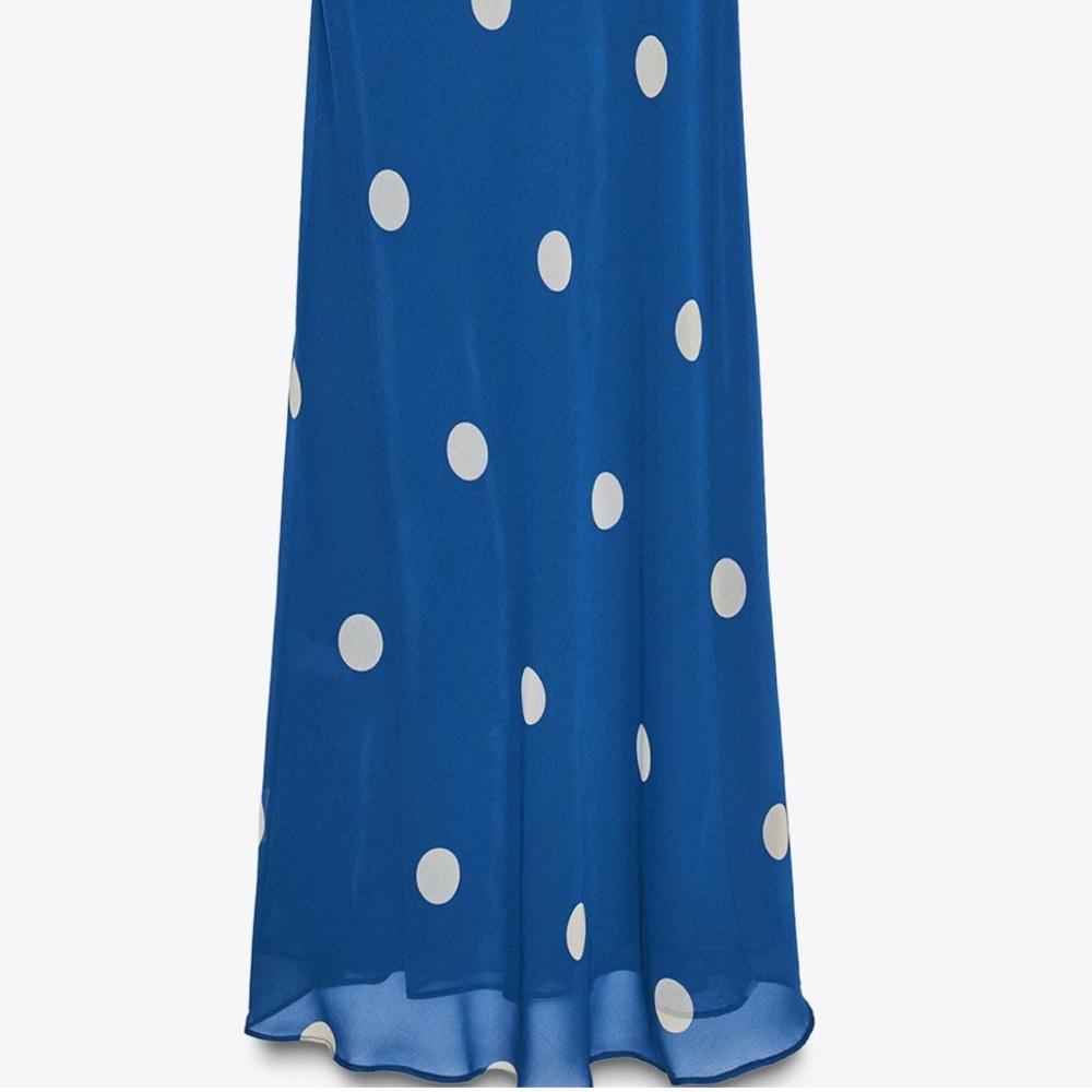 NWT🔥ZARA Dress Blue w/ White Dots - Picture 6 of 7
